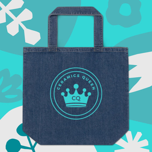 Organic denim tote bag